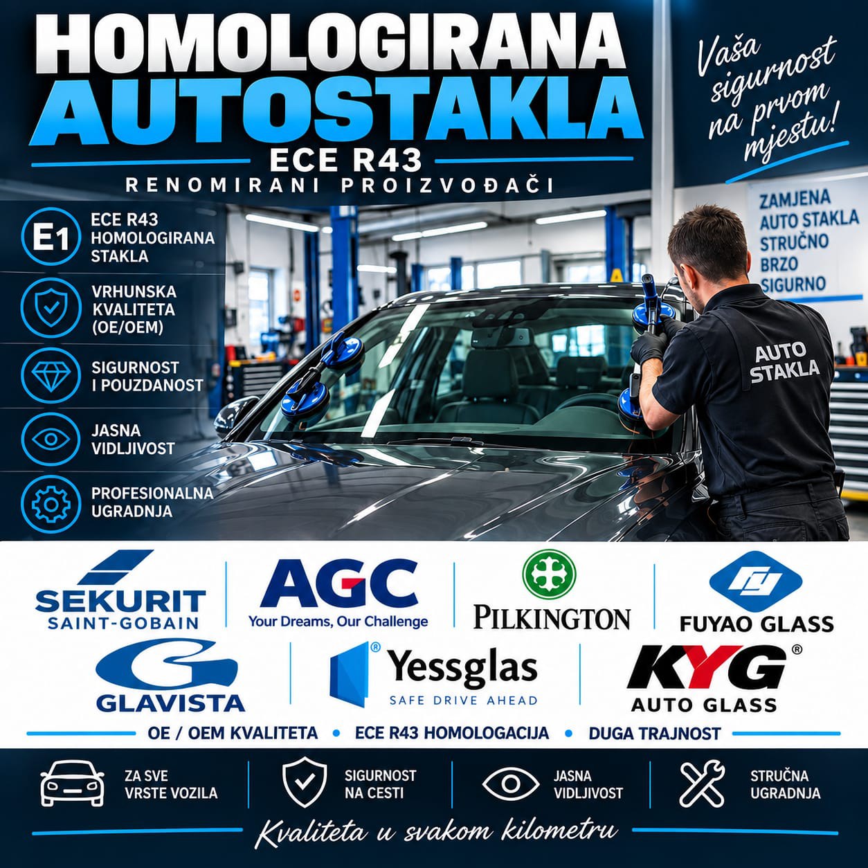 Homologirana auto stakla prema ECE R43 normi